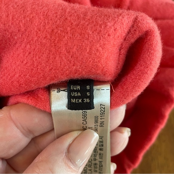 Massimo Dutti Wool Blend Coral Bomber Style Zip Front Pockets Lightweight Jacket - Picture 3 of 12